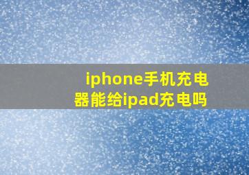 iphone手机充电器能给ipad充电吗