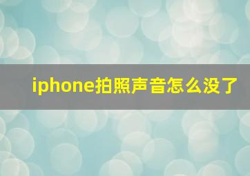 iphone拍照声音怎么没了