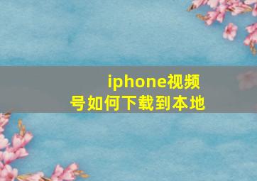 iphone视频号如何下载到本地