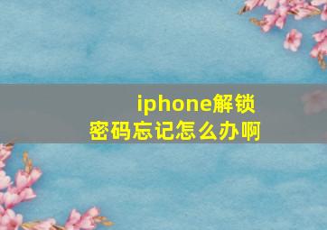 iphone解锁密码忘记怎么办啊