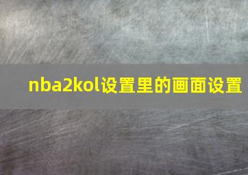 nba2kol设置里的画面设置