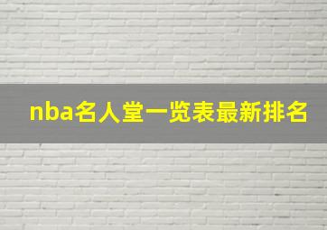 nba名人堂一览表最新排名