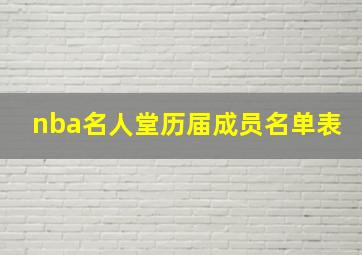 nba名人堂历届成员名单表