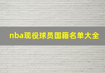 nba现役球员国籍名单大全