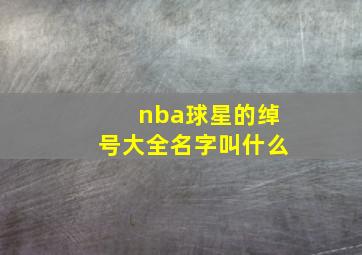 nba球星的绰号大全名字叫什么