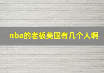 nba的老板美国有几个人啊