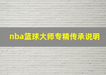 nba篮球大师专精传承说明