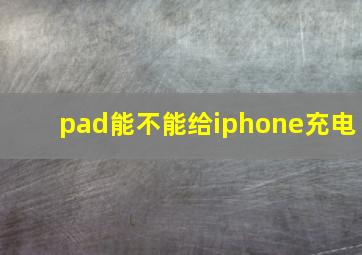 pad能不能给iphone充电