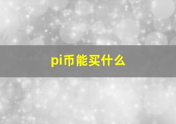 pi币能买什么