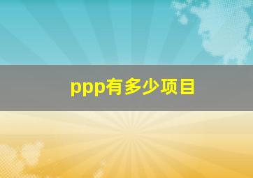 ppp有多少项目