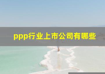 ppp行业上市公司有哪些