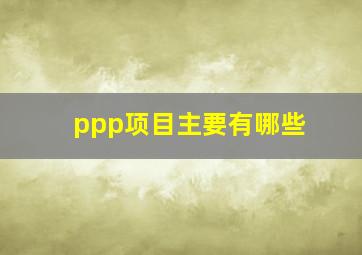 ppp项目主要有哪些