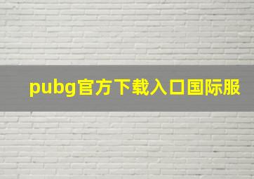 pubg官方下载入口国际服