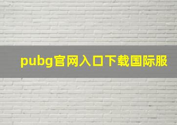 pubg官网入口下载国际服