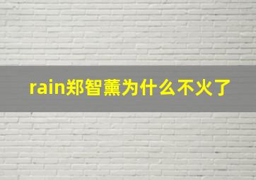 rain郑智薰为什么不火了