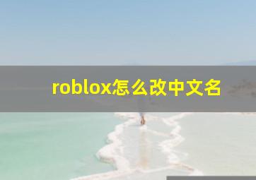 roblox怎么改中文名