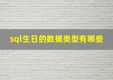 sql生日的数据类型有哪些