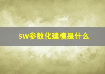 sw参数化建模是什么