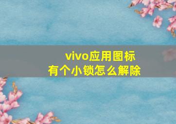 vivo应用图标有个小锁怎么解除