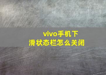 vivo手机下滑状态栏怎么关闭