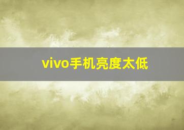 vivo手机亮度太低