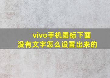 vivo手机图标下面没有文字怎么设置出来的