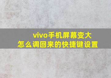 vivo手机屏幕变大怎么调回来的快捷键设置