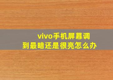 vivo手机屏幕调到最暗还是很亮怎么办