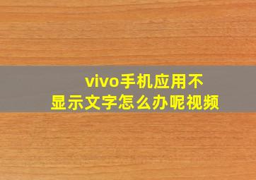 vivo手机应用不显示文字怎么办呢视频