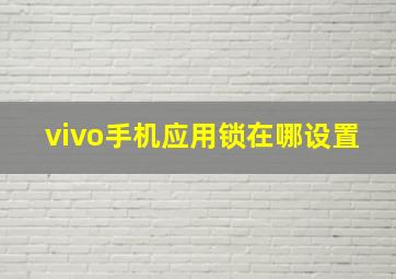 vivo手机应用锁在哪设置