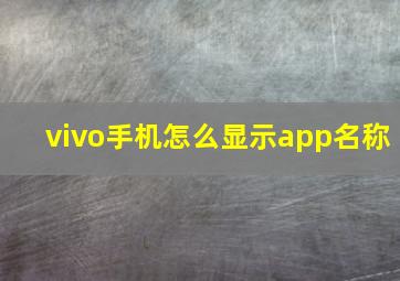 vivo手机怎么显示app名称