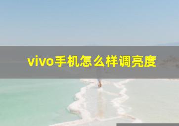 vivo手机怎么样调亮度