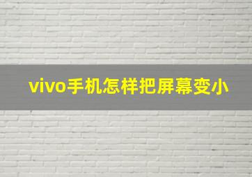 vivo手机怎样把屏幕变小