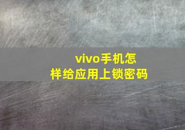 vivo手机怎样给应用上锁密码