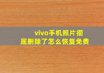 vivo手机照片彻底删除了怎么恢复免费