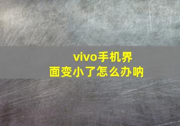 vivo手机界面变小了怎么办呐