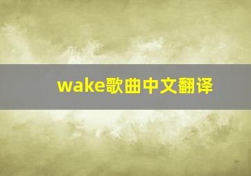 wake歌曲中文翻译