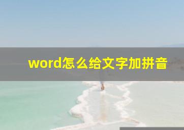 word怎么给文字加拼音