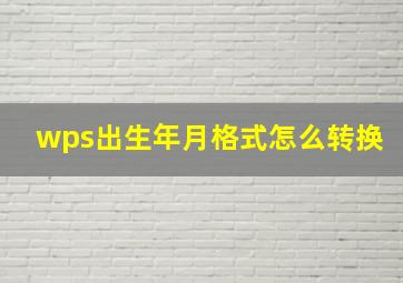 wps出生年月格式怎么转换