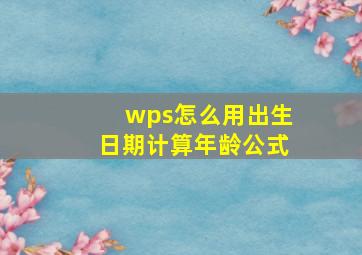 wps怎么用出生日期计算年龄公式