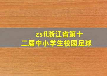 zsfl浙江省第十二届中小学生校园足球