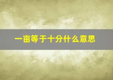 一亩等于十分什么意思