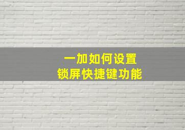 一加如何设置锁屏快捷键功能