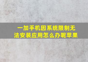 一加手机因系统限制无法安装应用怎么办呢苹果