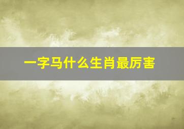 一字马什么生肖最厉害