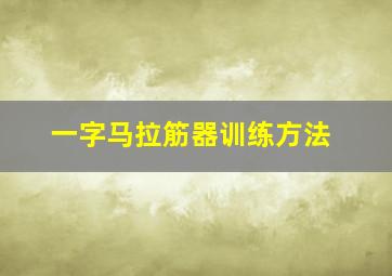 一字马拉筋器训练方法