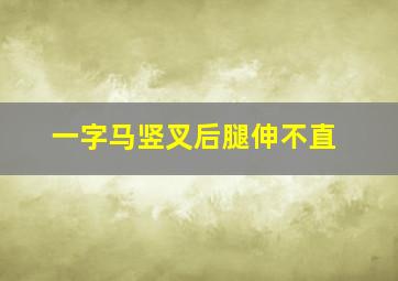 一字马竖叉后腿伸不直