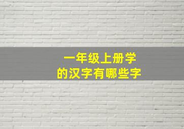 一年级上册学的汉字有哪些字