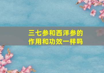 三七参和西洋参的作用和功效一样吗