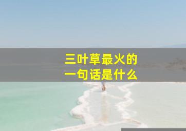 三叶草最火的一句话是什么